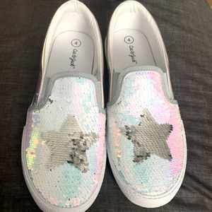 Girl size 4 flat sequin glitter shoes